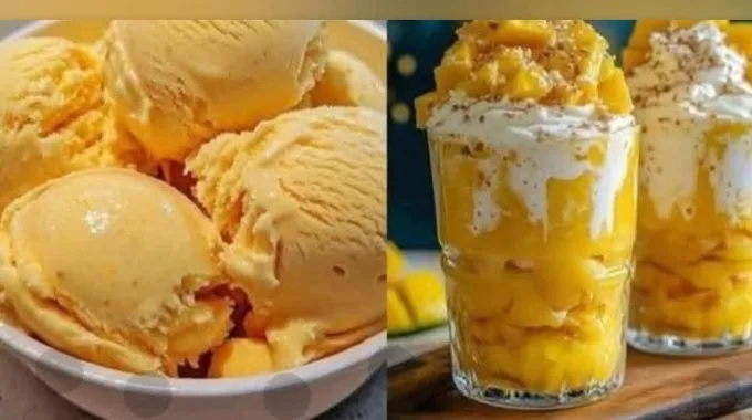 طريقة عمل الآيس كريم بالمانجو اللذيذ