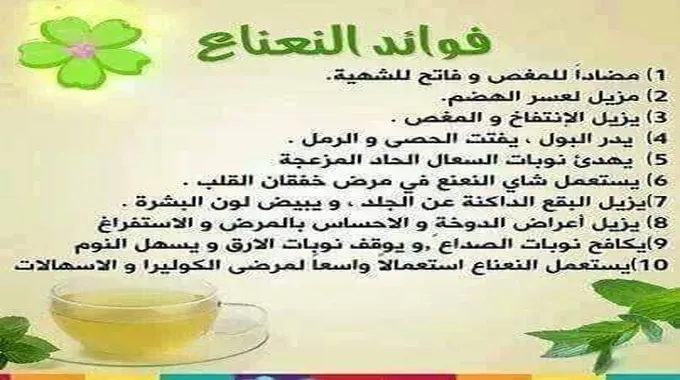 فوائد الشاي بالنعناع الصحية